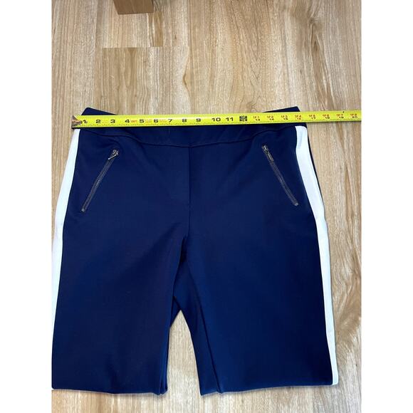 J. Mclaughlin Navy Larkin Ponte Pull On Skinny Pants with White Stripe Size 10 - Picture 6 of 7